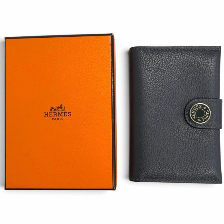 Great HERMES Card Case R.M.S. Crude cell Blue Safir Evercolor Leather mens