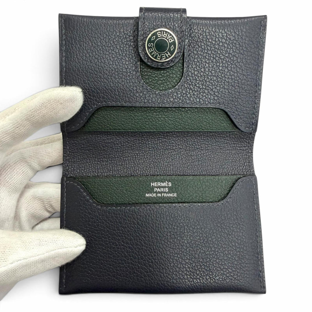 Great HERMES Card Case R.M.S. Crude cell Blue Safir Evercolor Leather mens