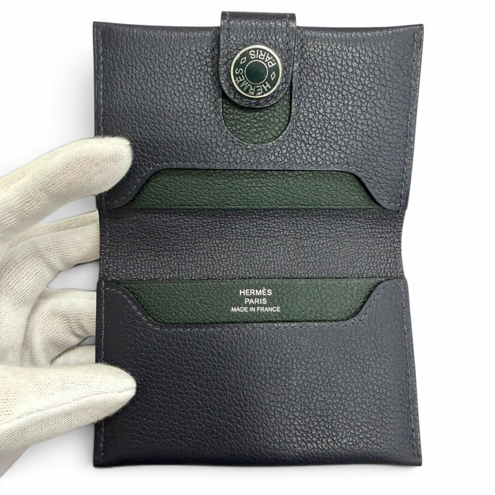 Great HERMES Card Case R.M.S. Crude cell Blue Safir Evercolor Leather mens