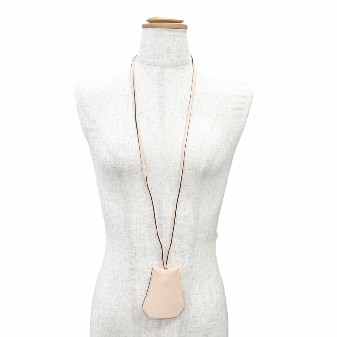 Excellent HERMES Necklace Clochette Leather Pendant leather Women