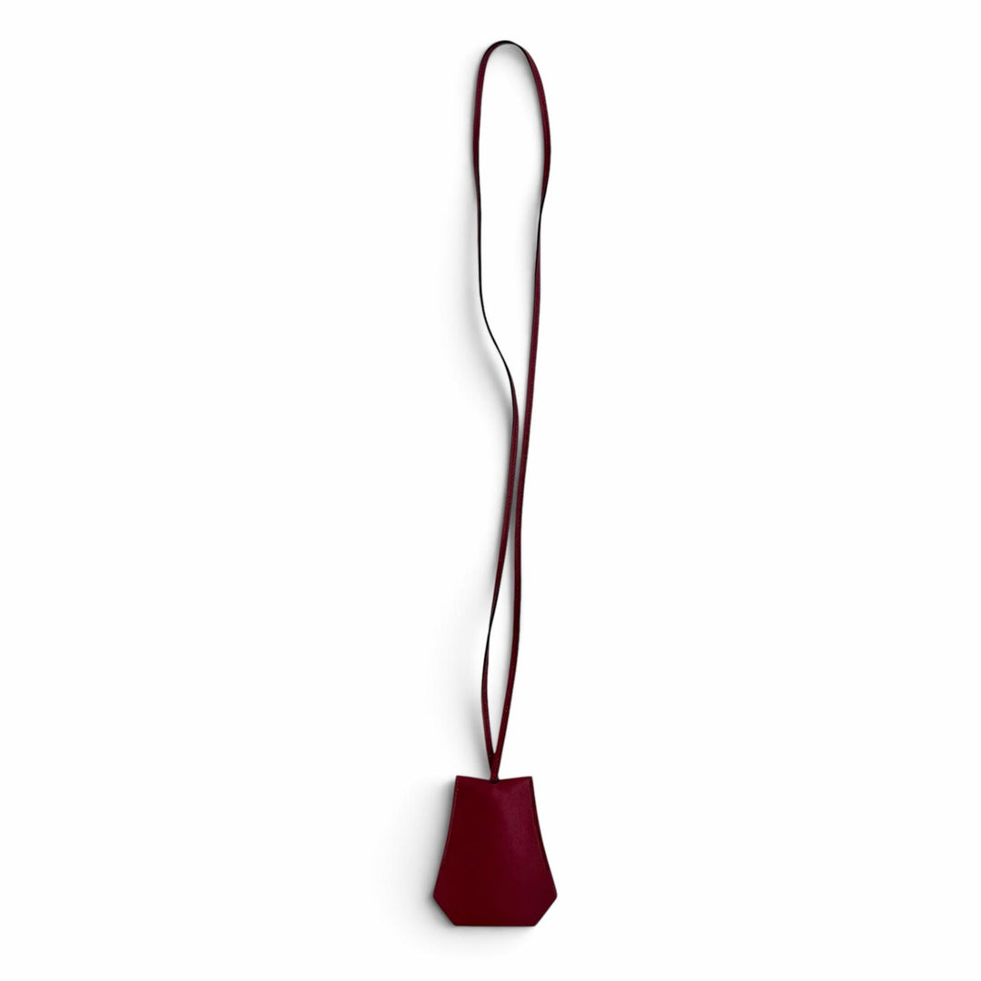 Excellent HERMES Necklace Clochette Bordeaux leather Women