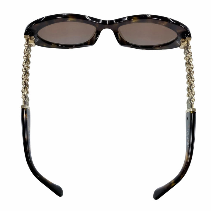 Excellent CHANEL sunglasses Logo, leather accents, cat eye design Brown 5538-Q-A