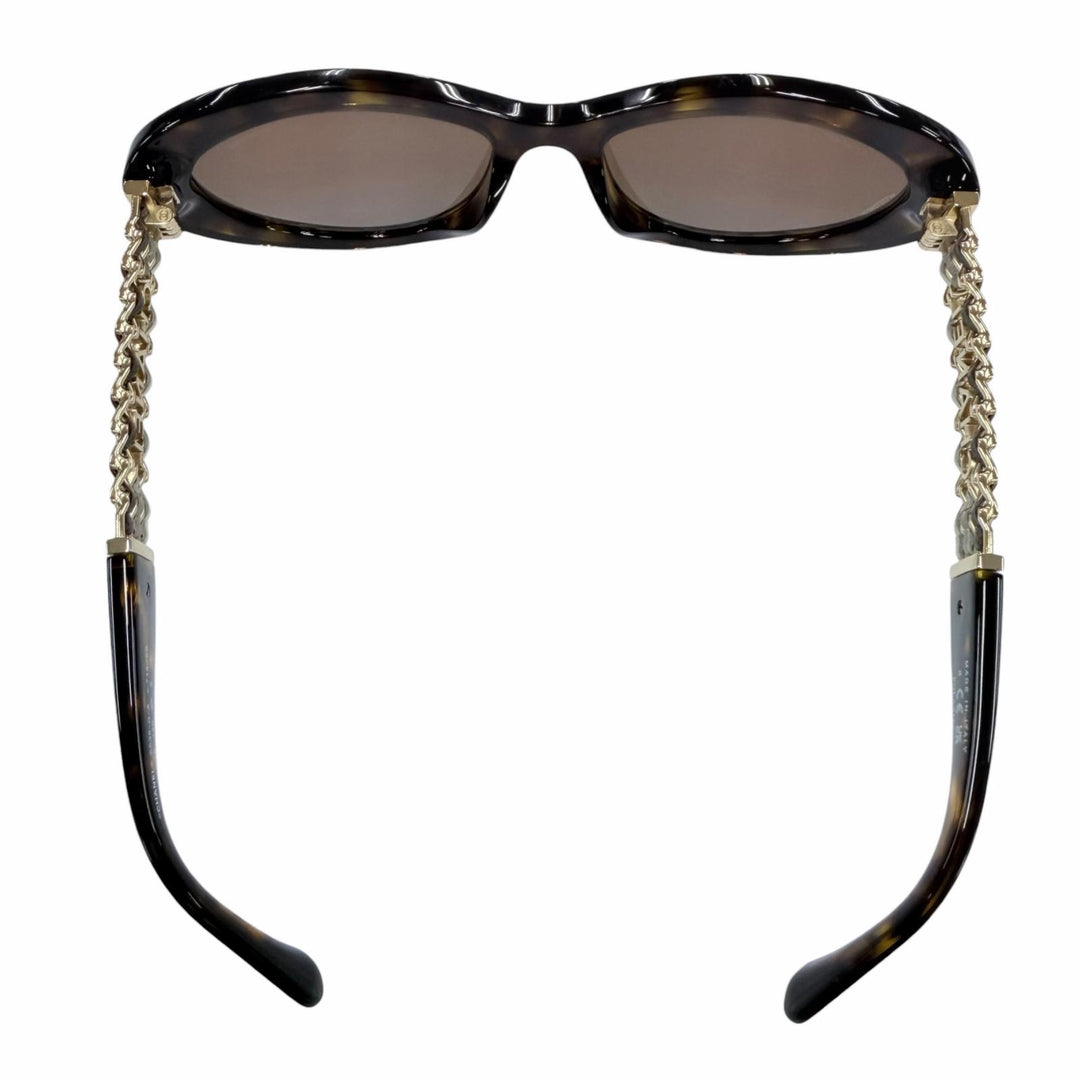 Excellent CHANEL sunglasses Logo, leather accents, cat eye design Brown 5538-Q-A