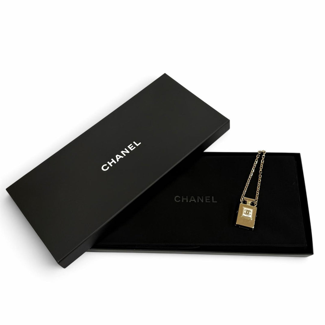 Excellent CHANEL Necklace COCO Mark Perfume Bottle Rocket Pendant gold B22S