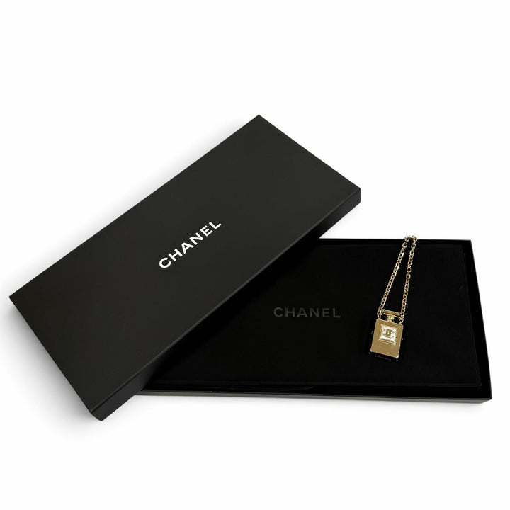 Excellent CHANEL Necklace COCO Mark Perfume Bottle Rocket Pendant gold B22S