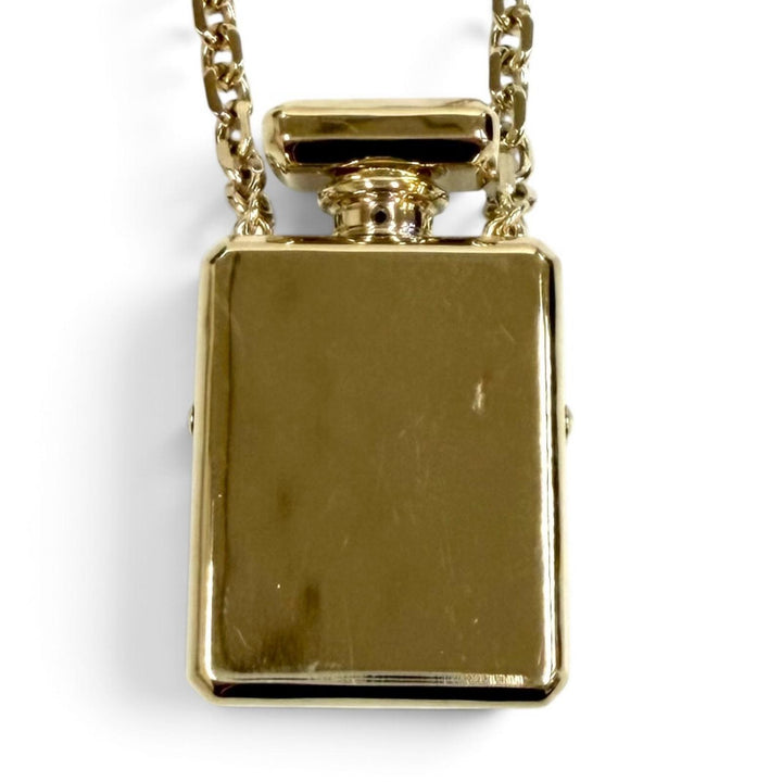 Excellent CHANEL Necklace COCO Mark Perfume Bottle Rocket Pendant gold B22S