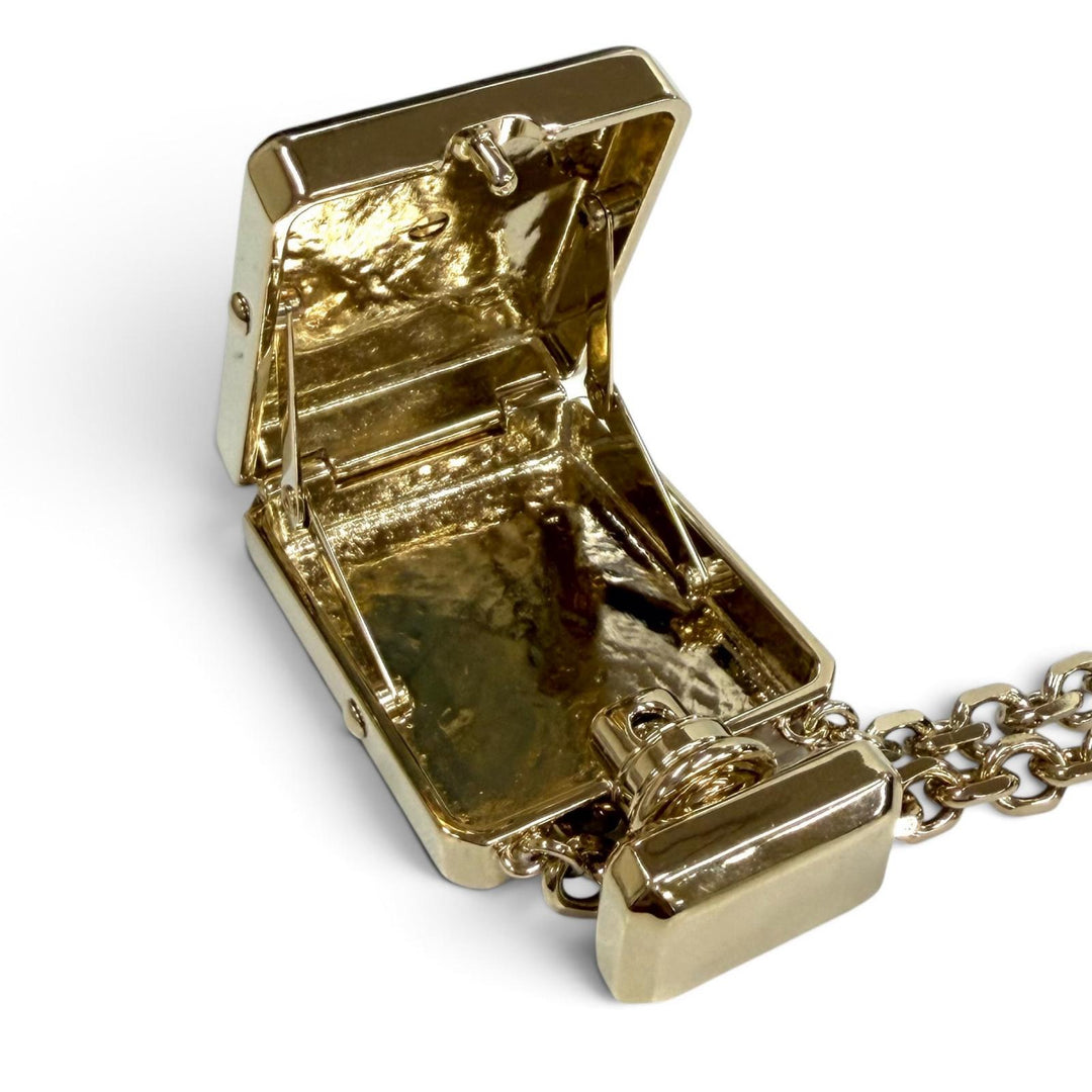 Excellent CHANEL Necklace COCO Mark Perfume Bottle Rocket Pendant gold B22S