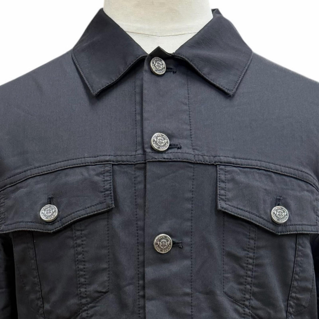 Great BALMAIN Jacket LOGO DENIM SHIRT Back logo print shirt black 46 8639Z100