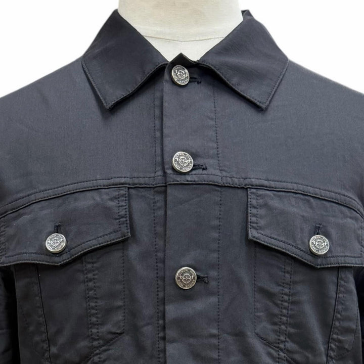 Great BALMAIN Jacket LOGO DENIM SHIRT Back logo print shirt black 46 8639Z100
