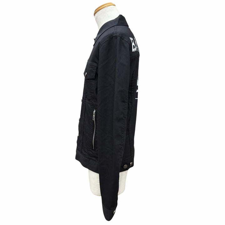 Great BALMAIN Jacket LOGO DENIM SHIRT Back logo print shirt black 46 8639Z100