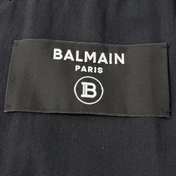 Great BALMAIN Jacket LOGO DENIM SHIRT Back logo print shirt black 46 8639Z100