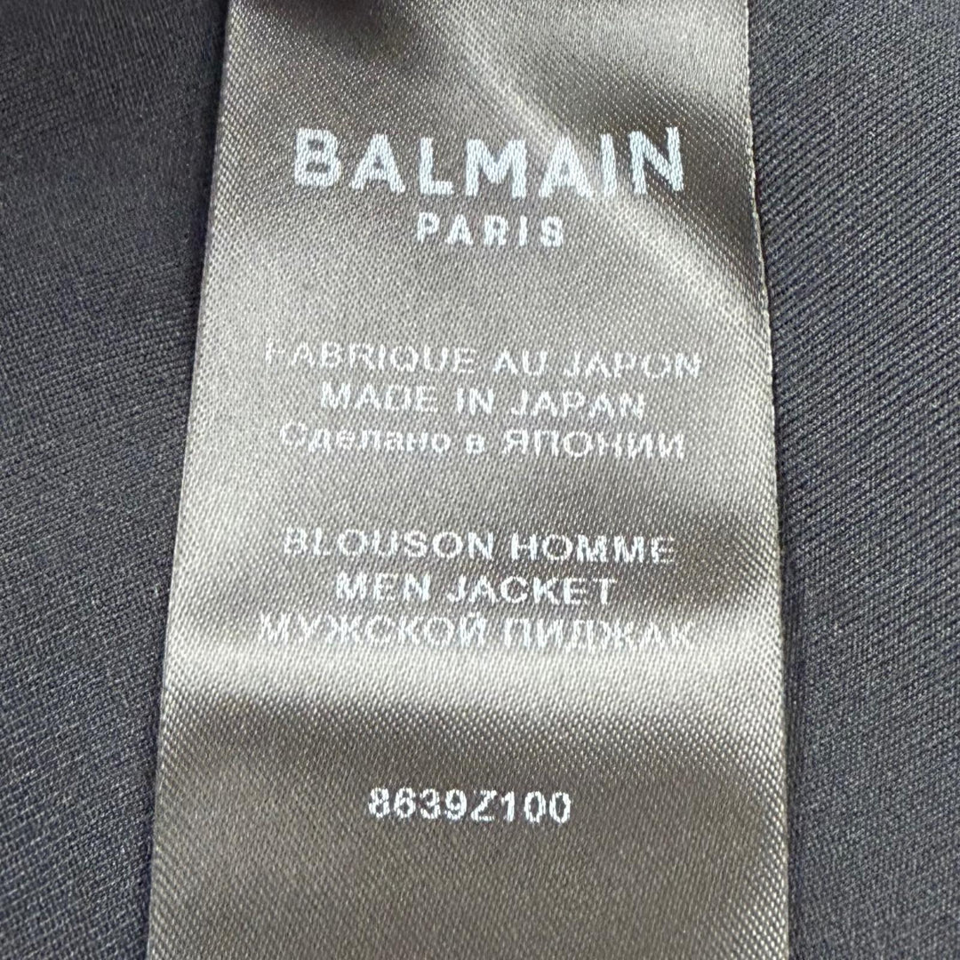 Great BALMAIN Jacket LOGO DENIM SHIRT Back logo print shirt black 46 8639Z100
