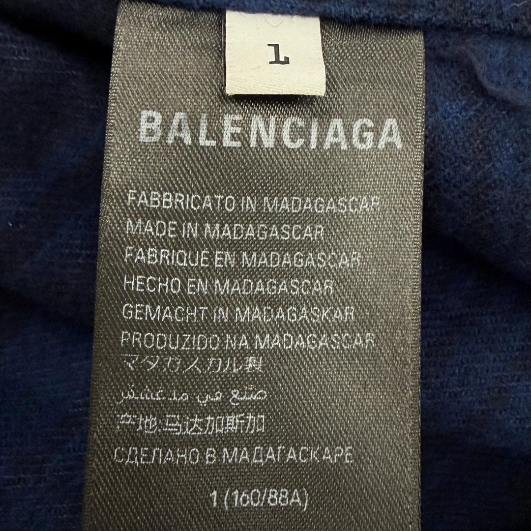 Great BALENCIAGA Long sleeve shirt UNISEX Check Pattern Hooded Jacket Navy
