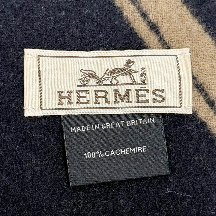 Great HERMES Scarf Sangles en Zigzag fringe Brown cashmere Women