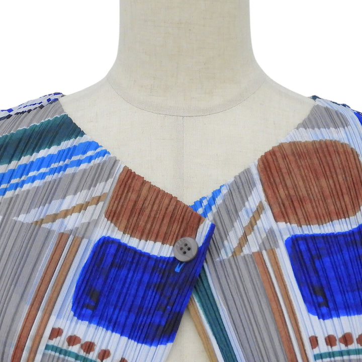 Excellent PLEATS PLEASE cardigan Full pattern Pleated Multi 3 PP11-J0665