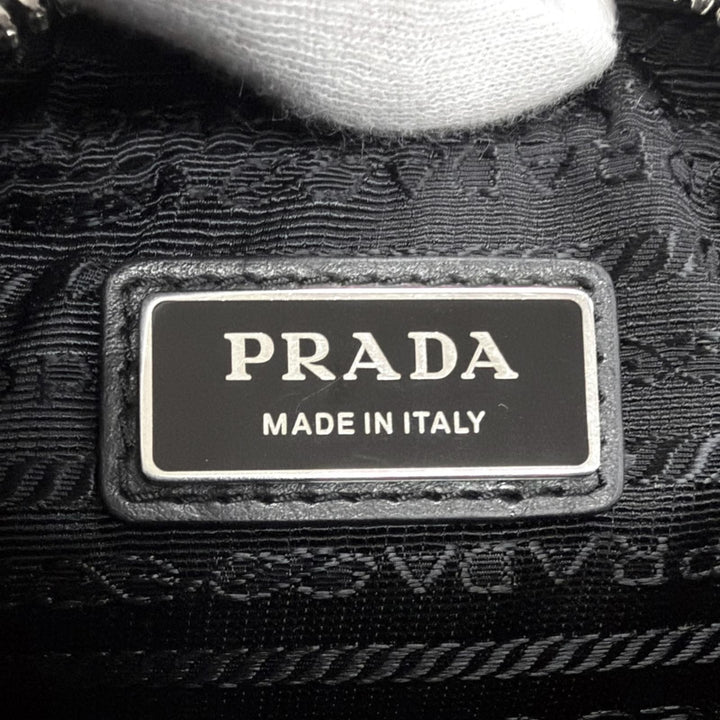 Excellent PRADA Shoulder Bag Triangle logo black Safiano leather mens 2VH170