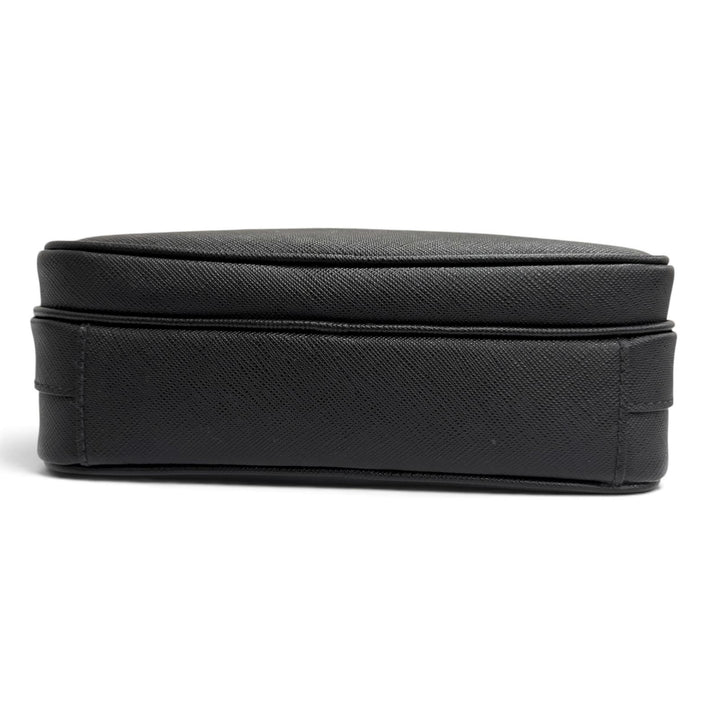 Excellent PRADA Shoulder Bag Triangle logo black Safiano leather mens 2VH170