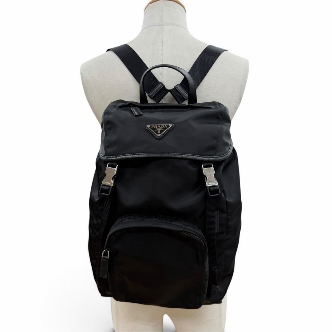 Great PRADA Backpack Daypack Triangle logo triangular plate backpack 1BZ039