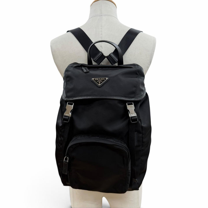 Great PRADA Backpack Daypack Triangle logo triangular plate backpack 1BZ039