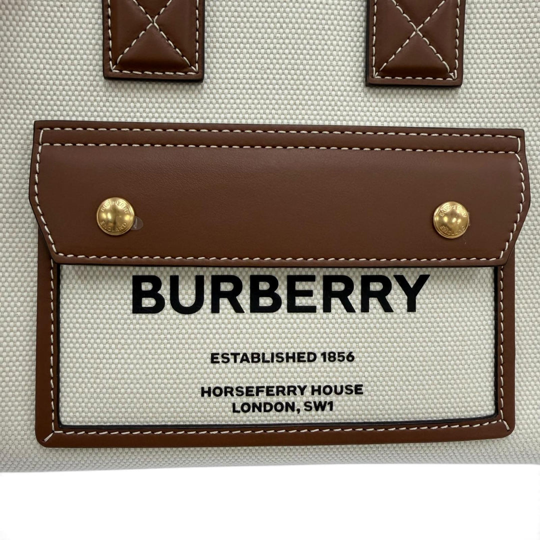 Pristine BURBERRY Handbag mini freya tote 2WAY Shoulder Bag beige canvas 8044143