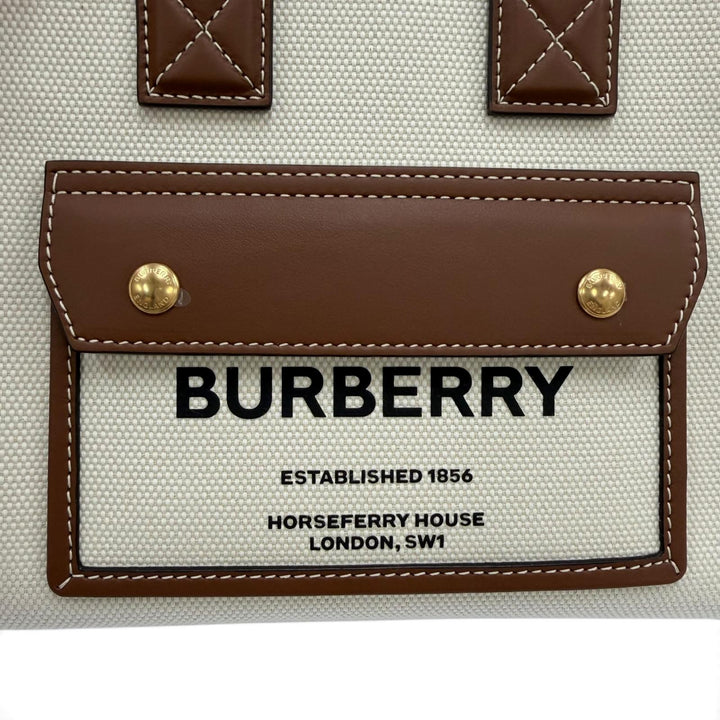 Pristine BURBERRY Handbag mini freya tote 2WAY Shoulder Bag beige canvas 8044143