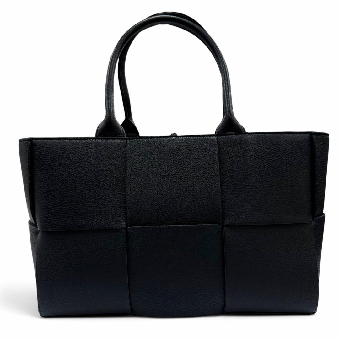 Great BOTTEGAVENETA Small The Arco Tote Bag Leather with pouch black 652867