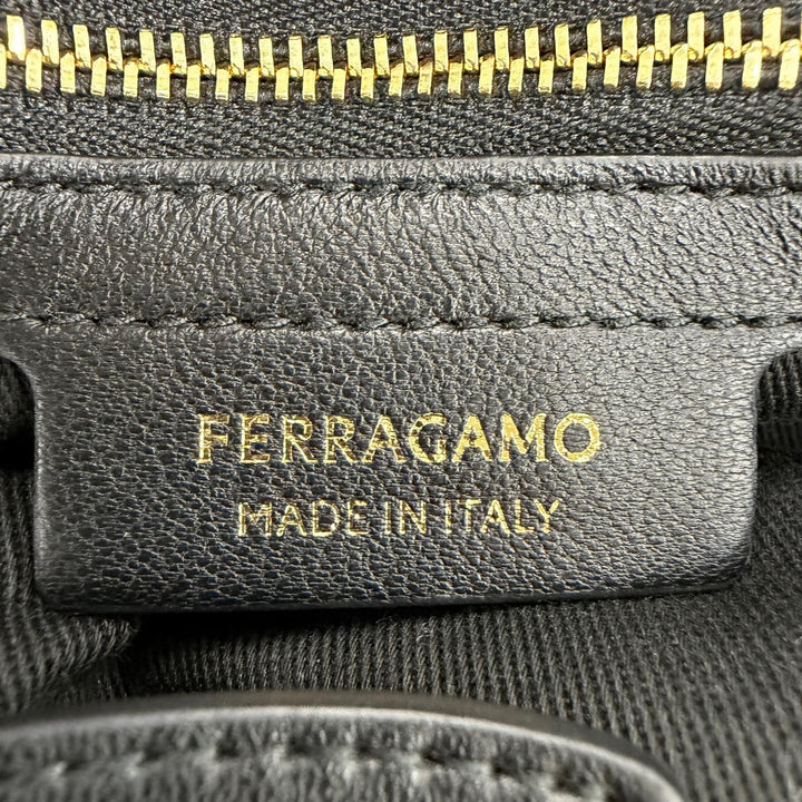 Great FERRAGAMO Tote Bag Gancini Soft Bag M Lamb Nappa Leather 2-Way Shoulder