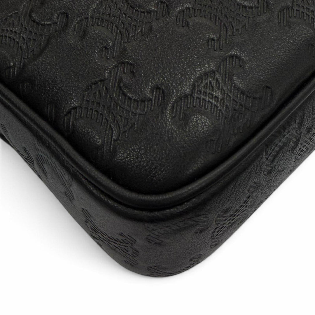 Excellent CELINE Shoulder Bag Triomphe Medium Messenger black leather mens 11700