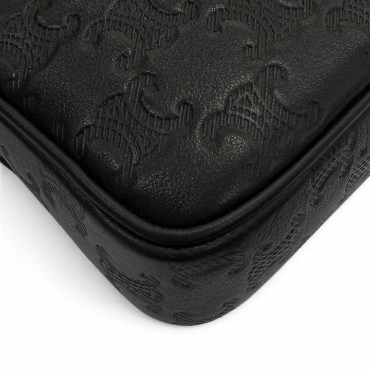 Excellent CELINE Shoulder Bag Triomphe Medium Messenger black leather mens 11700