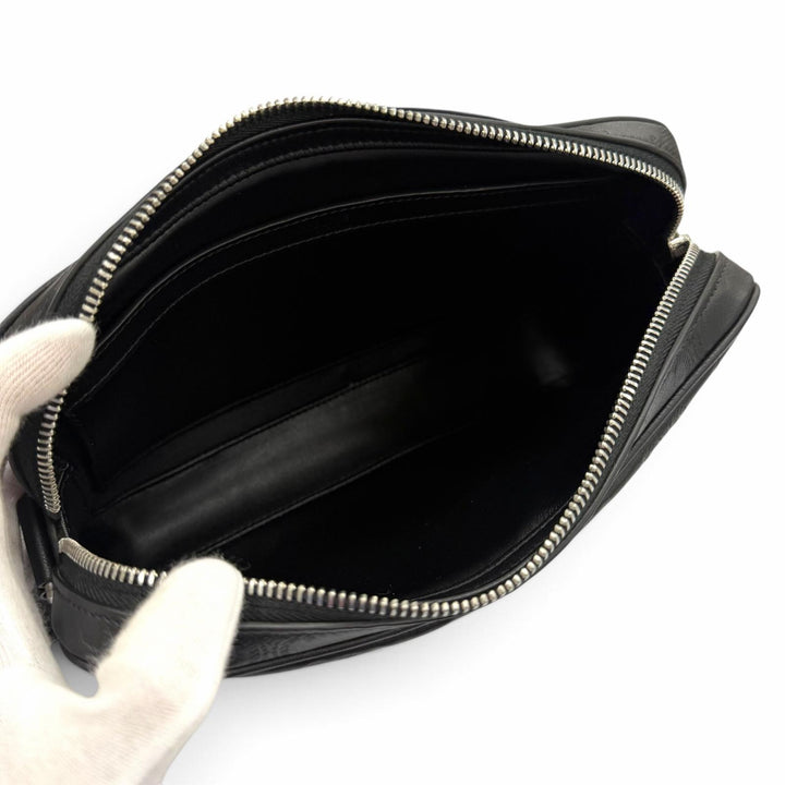 Excellent CELINE Shoulder Bag Triomphe Medium Messenger black leather mens 11700