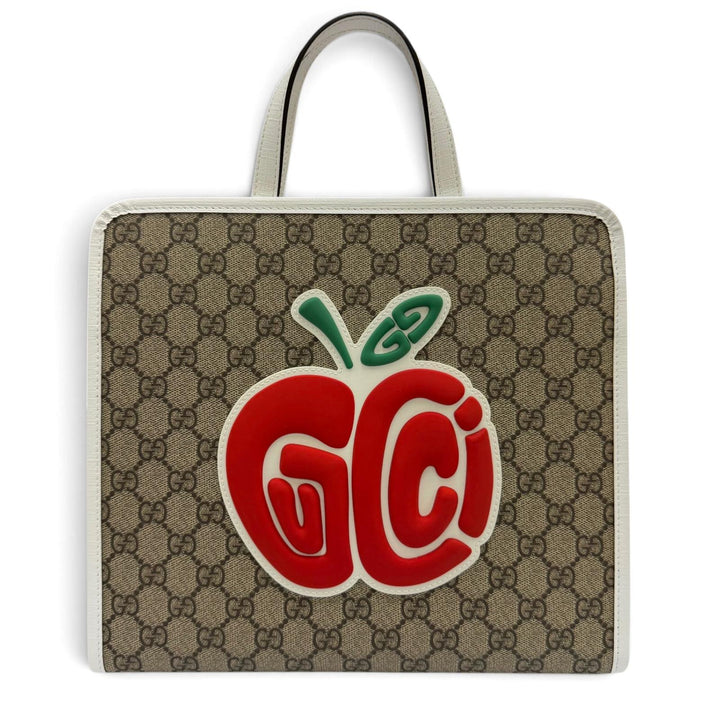 Excellent GUCCI Handbag Children's Rubber Apple beige GG Supreme Women 605614