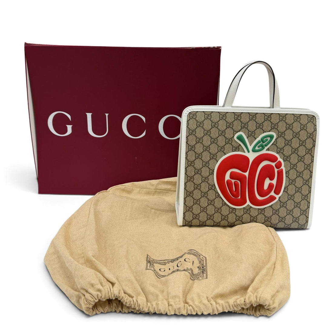 Excellent GUCCI Handbag Children's Rubber Apple beige GG Supreme Women 605614