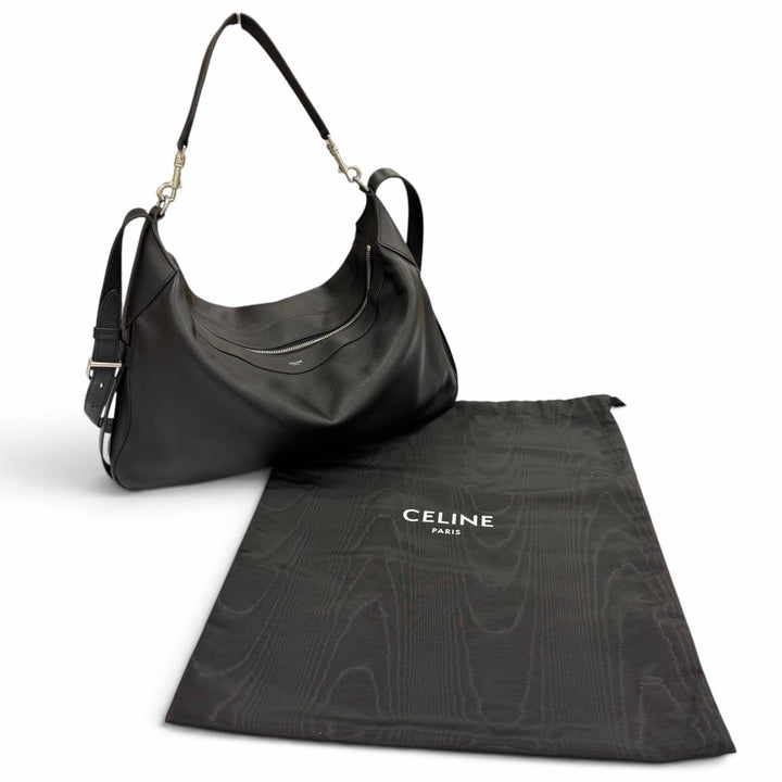 Great CELINE Shoulder Bag Large Strap Romy 2WAY black leather mens 11177