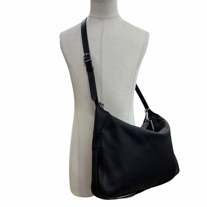 Great CELINE Shoulder Bag Large Strap Romy 2WAY black leather mens 11177