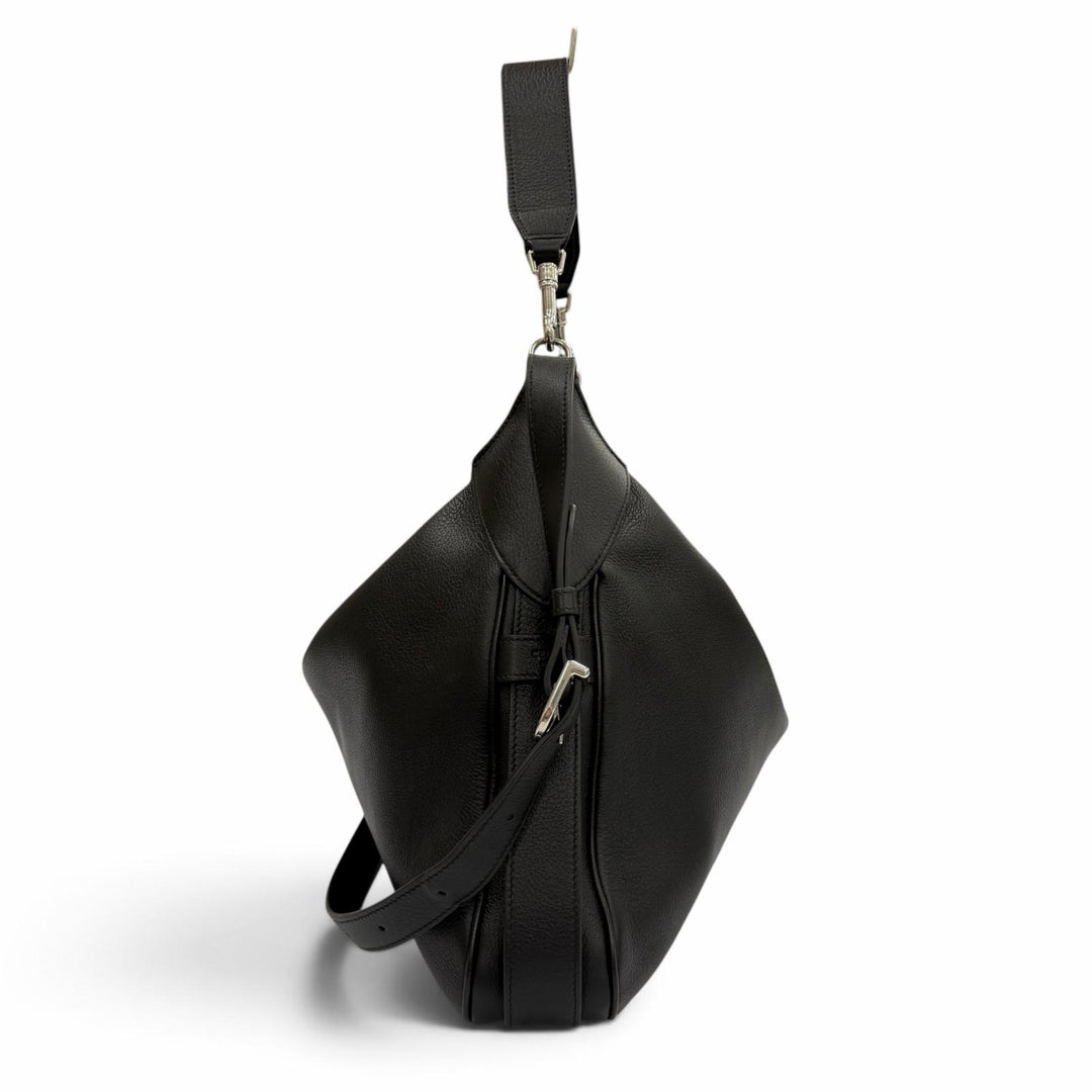 Great CELINE Shoulder Bag Large Strap Romy 2WAY black leather mens 11177
