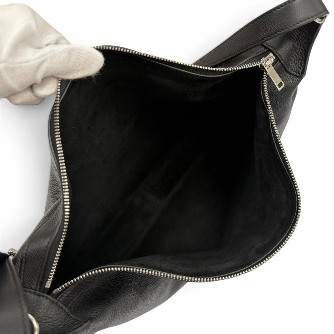 Great CELINE Shoulder Bag Large Strap Romy 2WAY black leather mens 11177