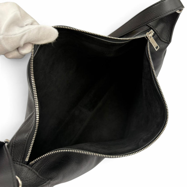 Great CELINE Shoulder Bag Large Strap Romy 2WAY black leather mens 11177