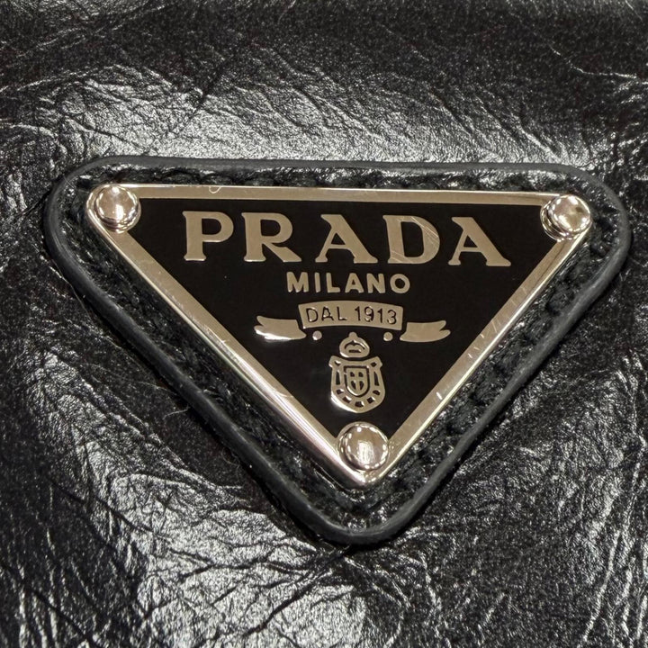 Excellent PRADA Shoulder Bag black Soft Look Leather mens 2ZH108