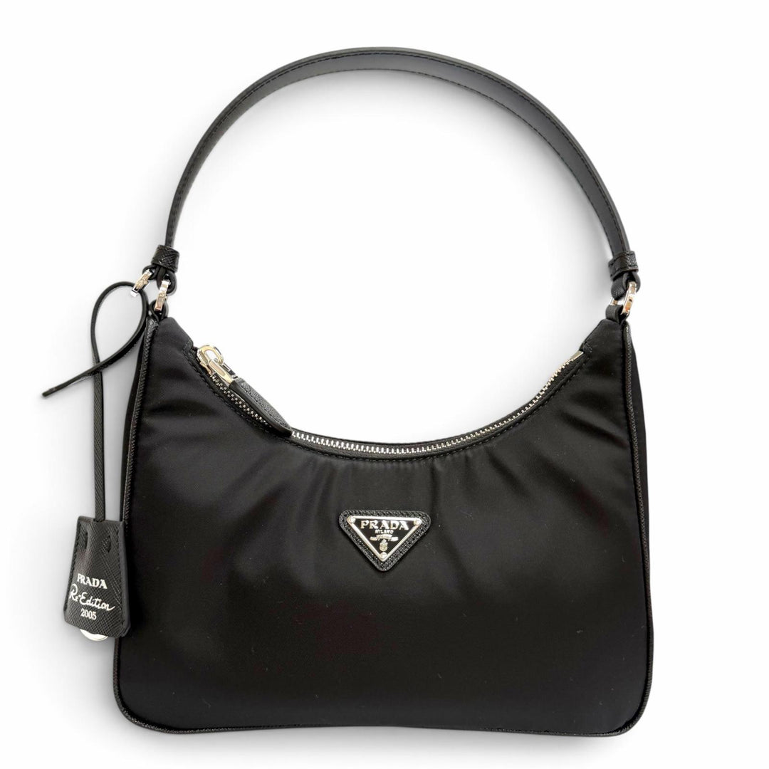 Excellent PRADA Handbag Re-Edition 2005 Re-Nylon Triangle Logo black 1N204X
