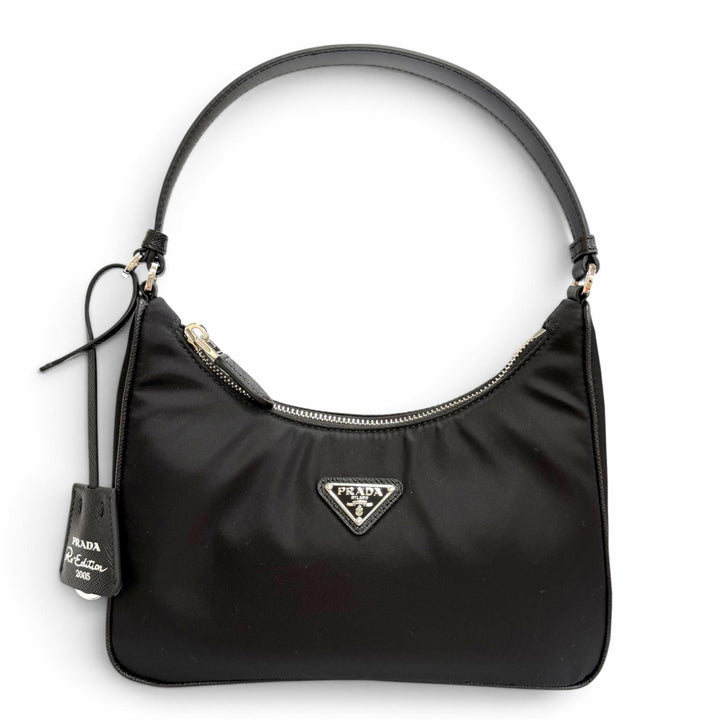 Excellent PRADA Handbag Re-Edition 2005 Re-Nylon Triangle Logo black 1N204X