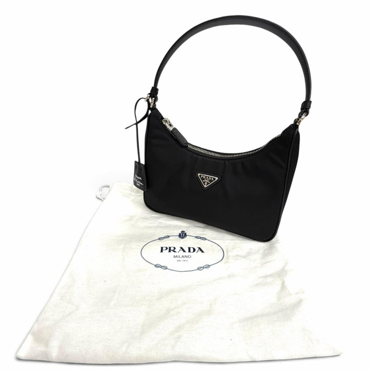 Excellent PRADA Handbag Re-Edition 2005 Re-Nylon Triangle Logo black 1N204X