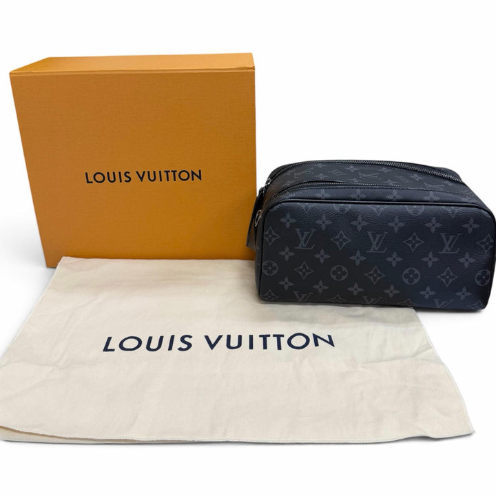 Excellent LOUIS VUITTON business bag Dop kit Travel pouch black