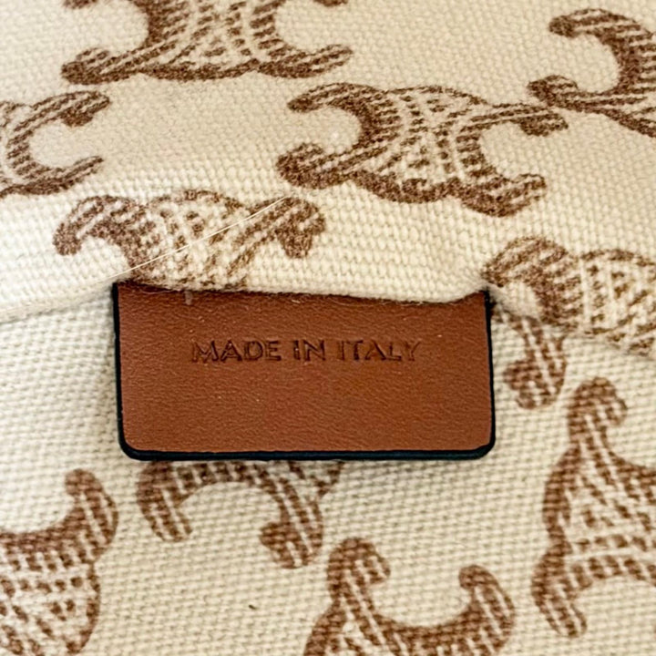Excellent CELINE Handbag teen Triomphe Drawstring Brown canvas Women 19653