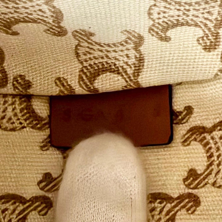 Excellent CELINE Handbag teen Triomphe Drawstring Brown canvas Women 19653