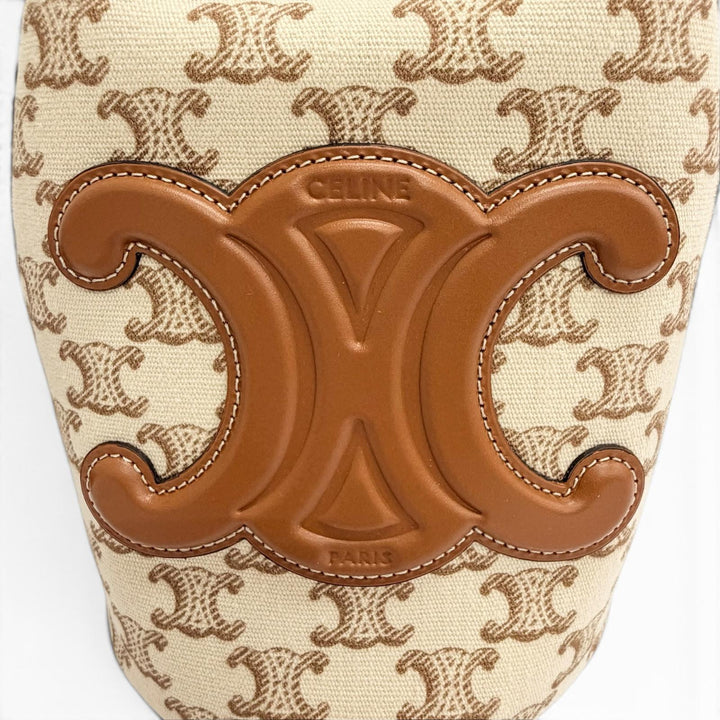 Excellent CELINE Handbag teen Triomphe Drawstring Brown canvas Women 19653