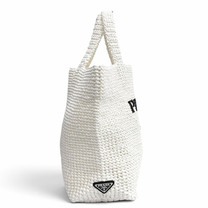 Pristine PRADA Tote Bag Crochet Tote Bag white Rayon Women 1BG392
