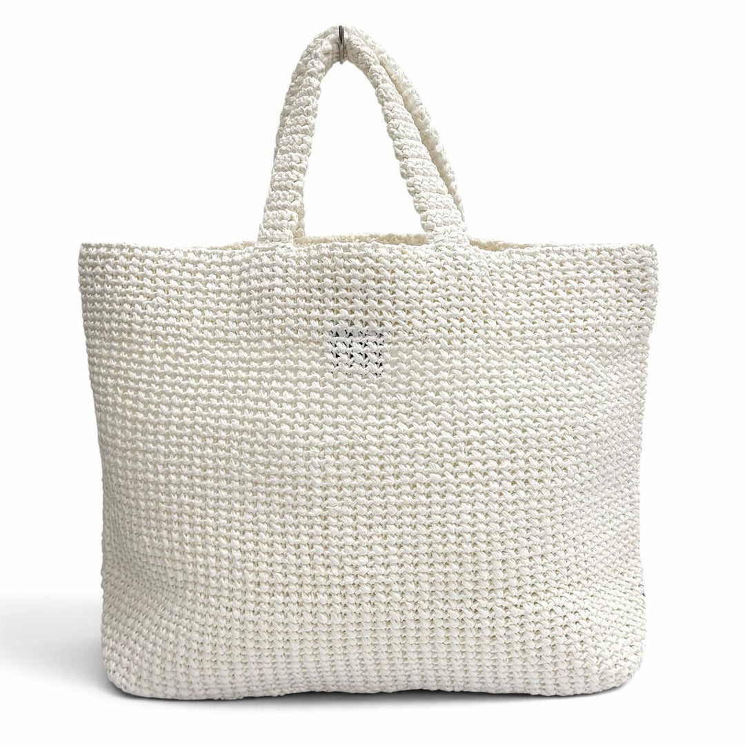 Pristine PRADA Tote Bag Crochet Tote Bag white Rayon Women 1BG392