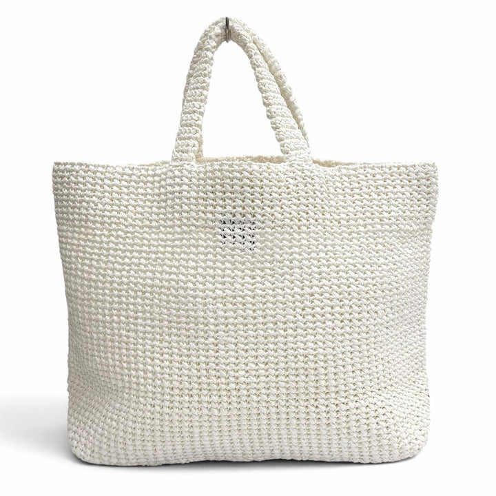 Pristine PRADA Tote Bag Crochet Tote Bag white Rayon Women 1BG392