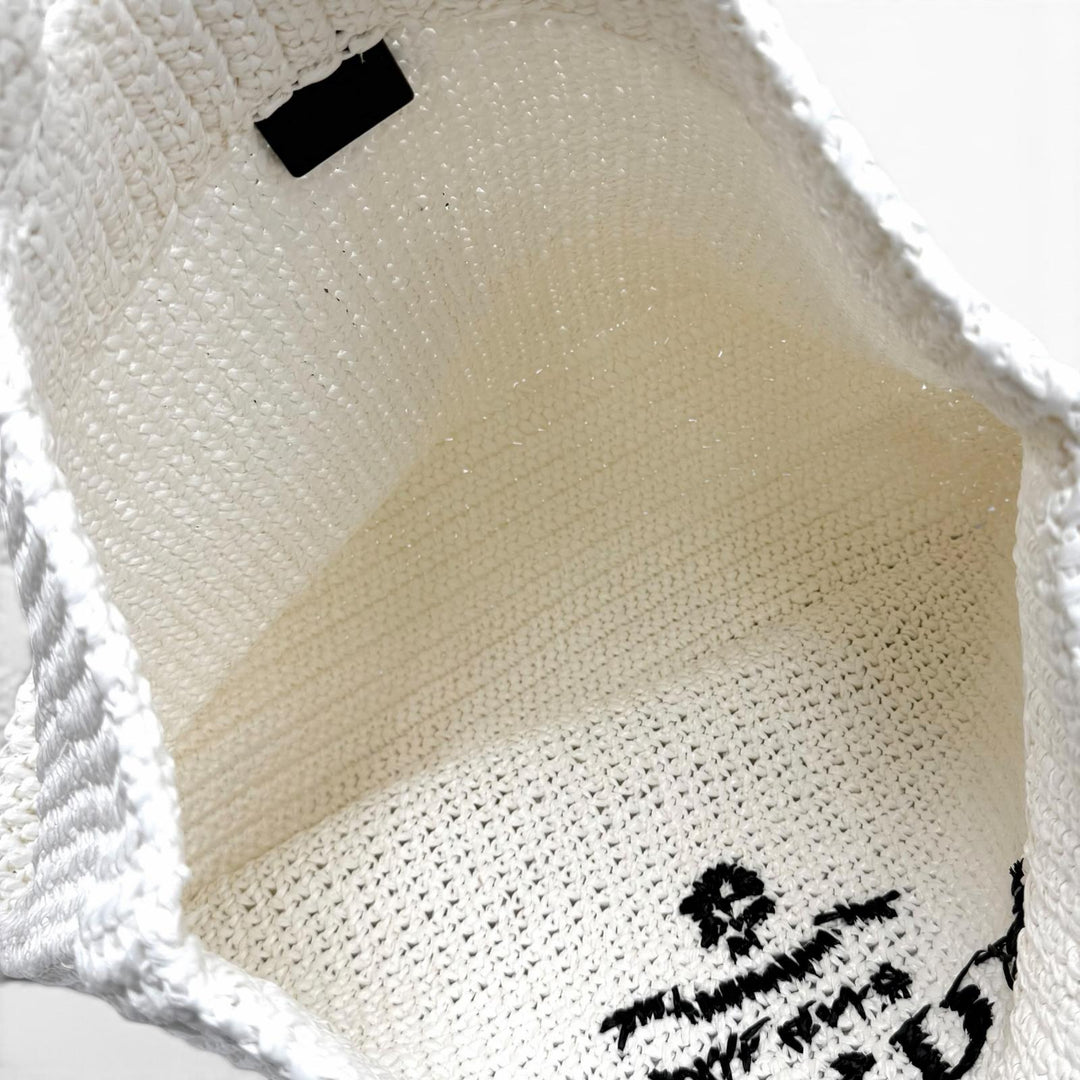 Pristine PRADA Tote Bag Crochet Tote Bag white Rayon Women 1BG392