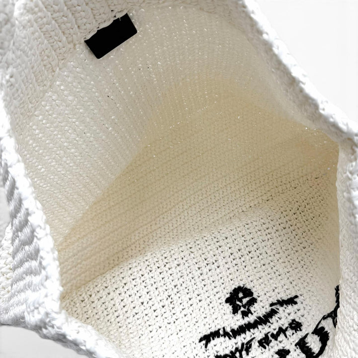 Pristine PRADA Tote Bag Crochet Tote Bag white Rayon Women 1BG392